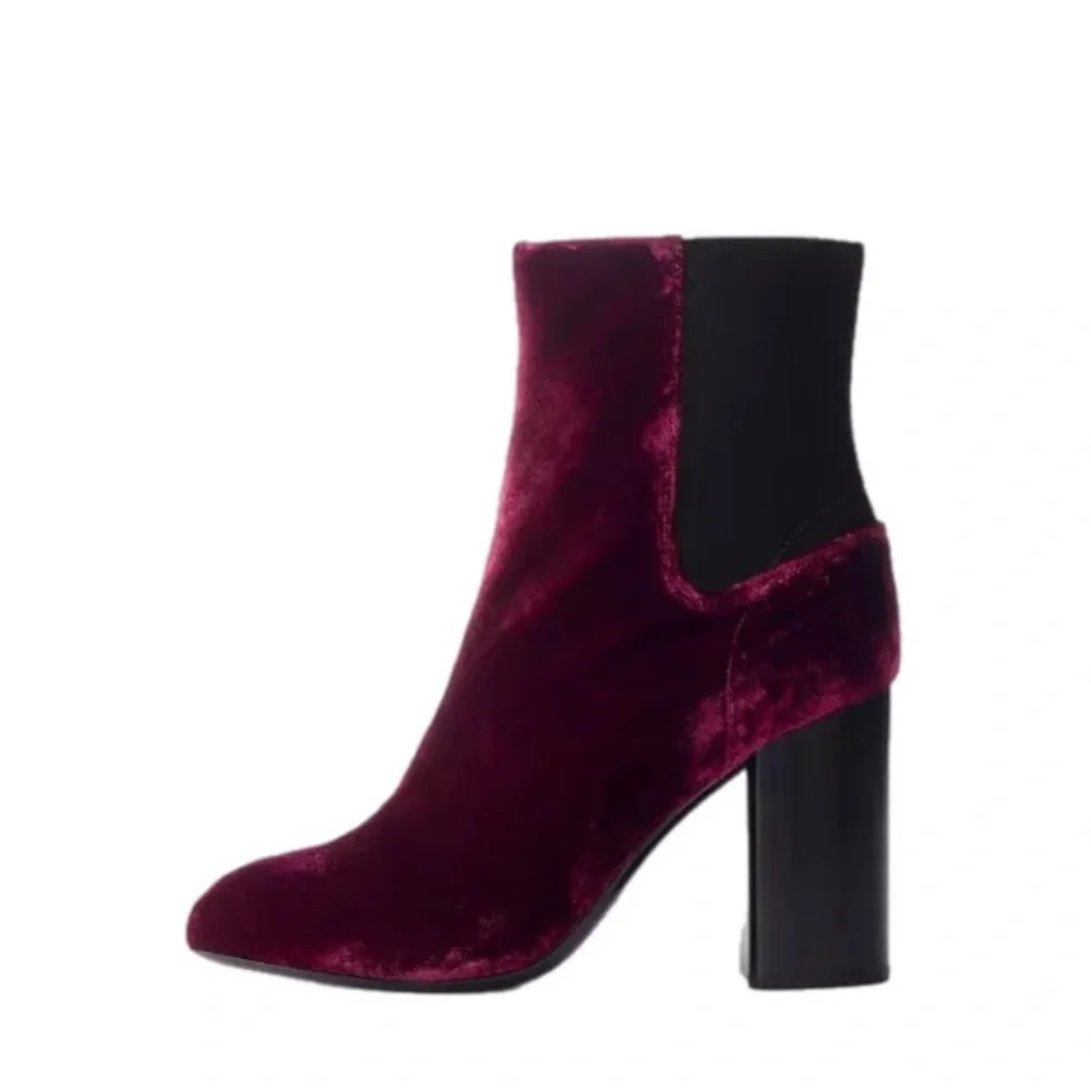 NEW Rag & Bone AGNES BOOT Suede in Black Cherry - Picture 2 of 10